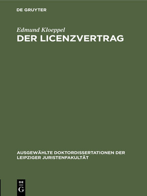 cover image of Der Licenzvertrag
